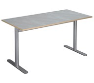 Cross T pilaripöytä 140 x 70 cm, akustik linoleum, hopea jalusta