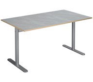 Cross T pilaripöytä 140 x 80 cm, akustik linoleum, hopea jalusta