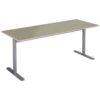 Cross T pilaripöytä 180 x 70 cm, akustik linoleum, hopea jalusta