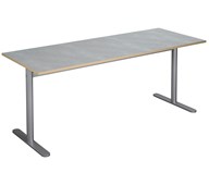 Cross T pilaripöytä 180 x 70 cm, akustik linoleum, hopea jalusta