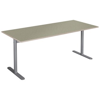 Cross T pilaripöytä 180 x 80 cm, akustik linoleum, hopea jalusta
