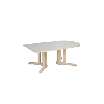 Linnea pöytä Akustik laminaatti, koivu, puoliovaali 140 x 80 cm, K 50 cm