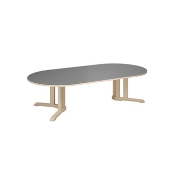 Linnea -pöytä akustik laminat koivu ovaali 200x80 K55 cm
