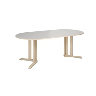 Linnea pöytä Akustik laminaatti, koivu, ovaali 200 x 100 cm, K 72 cm