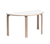 Mini-pöytä puolipyöreä 120 x 60 cm, ripustimilla, valk. korkeapainelaminaatti