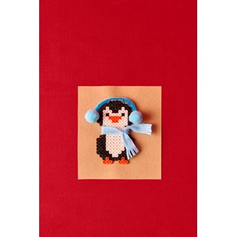 Pingviinikortti puuhahelmistä