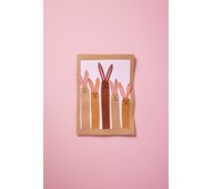 Pääsiäiskortti pupuperheellä